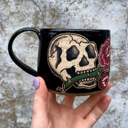 Gothic Coffee Mug – Skeleton Art Cup for Punk & Alternative Style