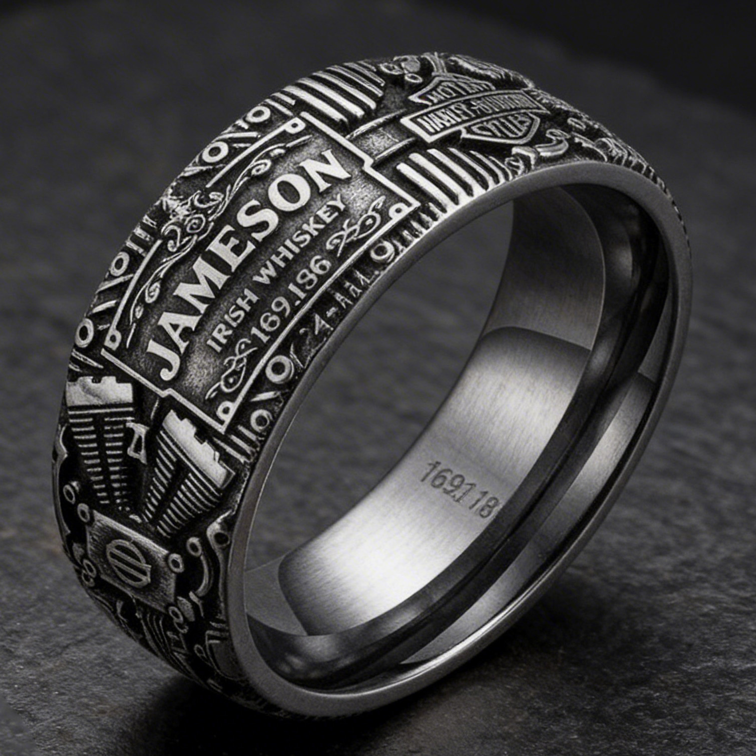 Punk Rock Jameson Whiskey Harley V-Twin Engine Motor Ring