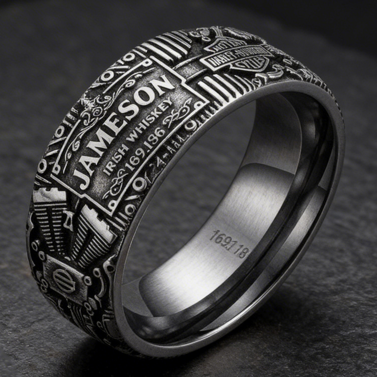 Punk Rock Jameson Whiskey Harley V-Twin Engine Motor Ring