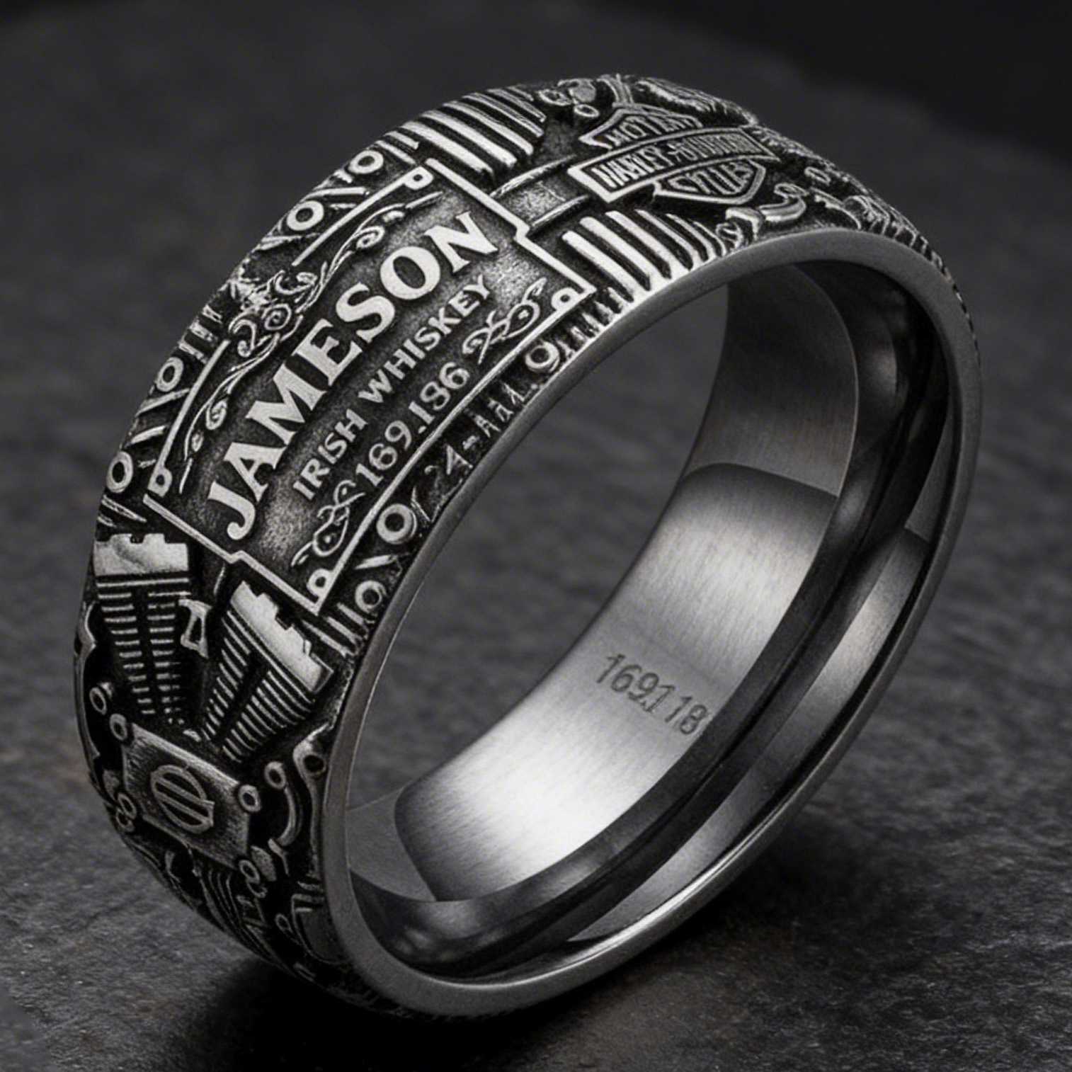 Punk Rock Jameson Whiskey Harley V-Twin Engine Motor Ring