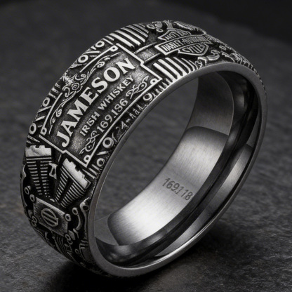 Punk Rock Jameson Whiskey Harley V-Twin Engine Motor Ring
