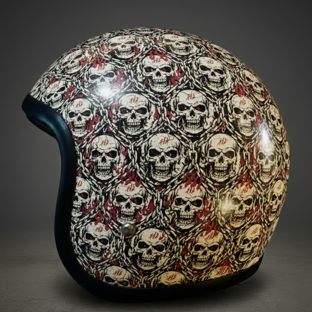 Retro Death Skull Motorcycle Helmet