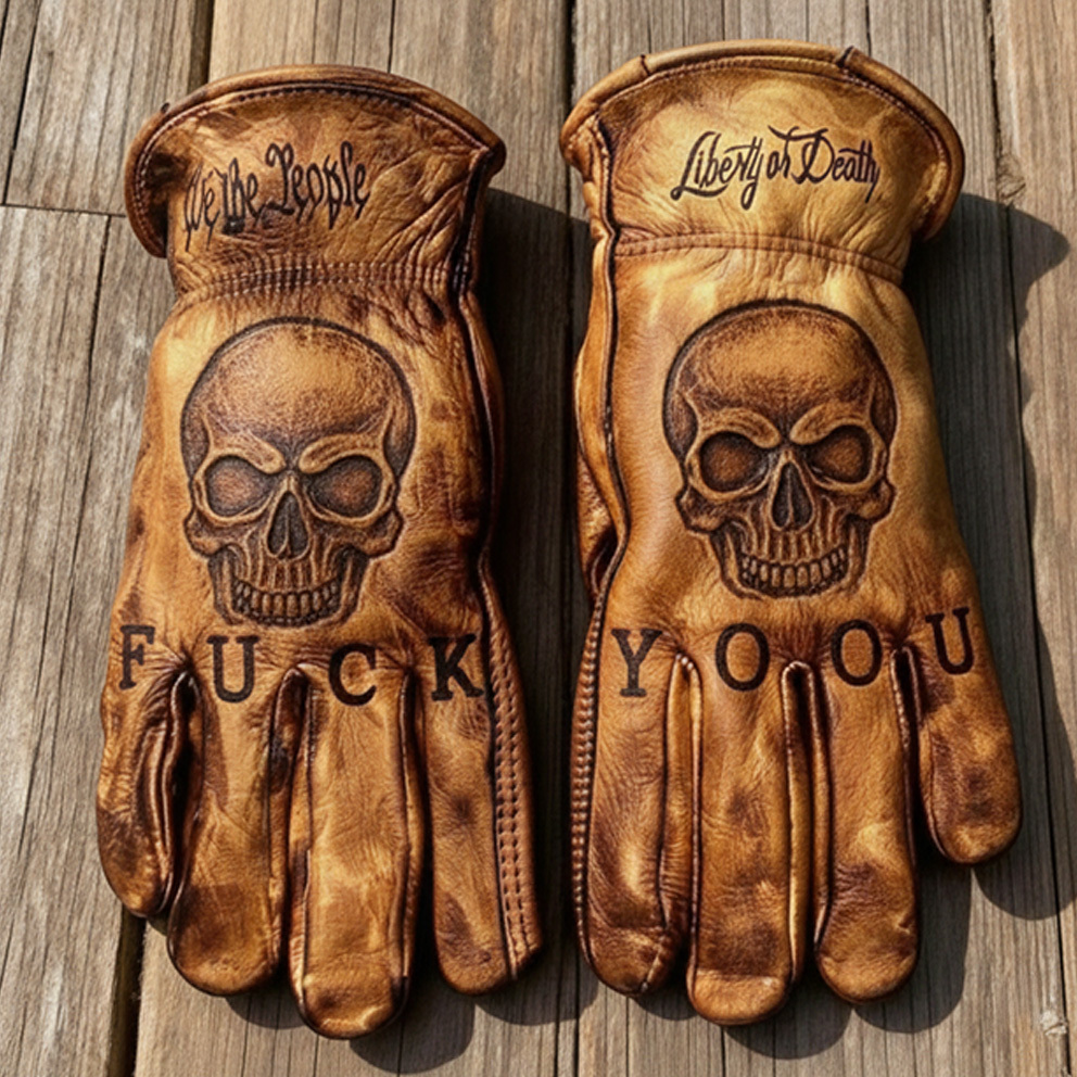 Patriotism Style Graphic Leather Gloves