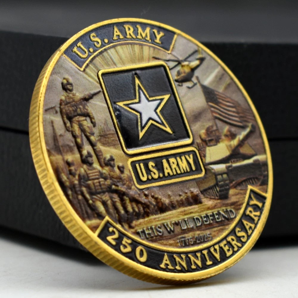 Military Patriotic US Army 250th Anniversary Commemorative Challenge Coin
