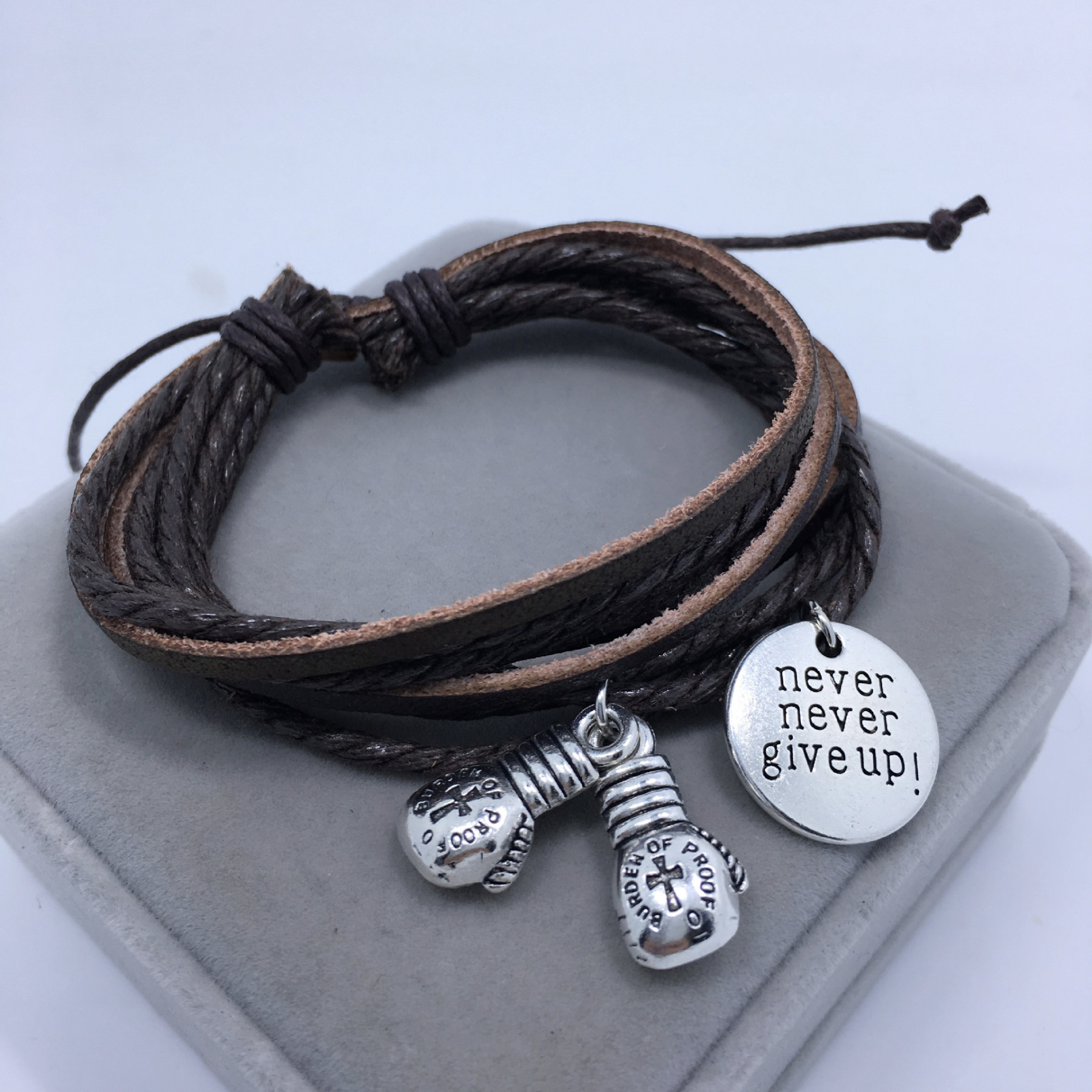 Never Never Give Up Boxing Bracelet