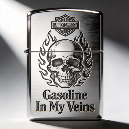 Gasoline Veins: Brushed Chrome High-Octane Skull