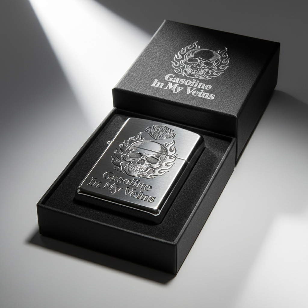 Gasoline Veins: Brushed Chrome High-Octane Skull