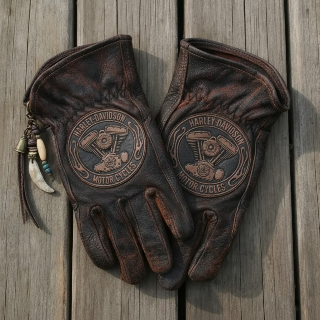 Vintage Style Gothic Pattern Motorcycle Riding Gloves