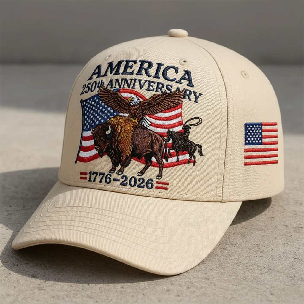 America 250th Birthday Vintage Embroidered Baseball Cap