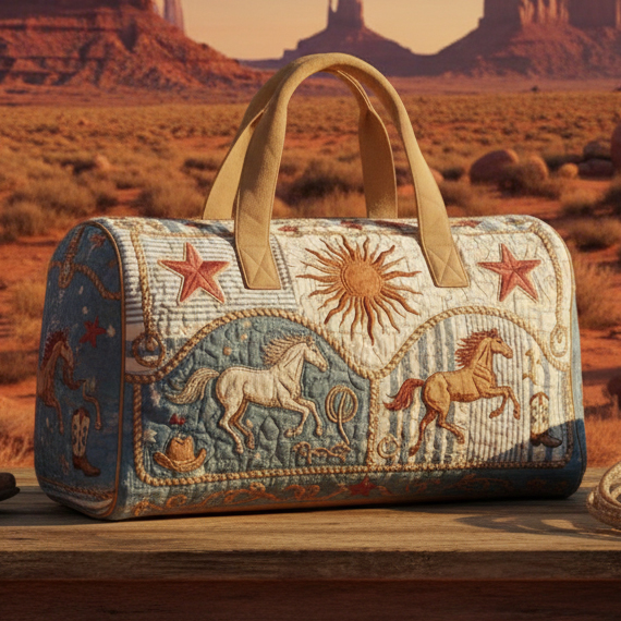 Vintage Western Style Quilted Weekender Bag