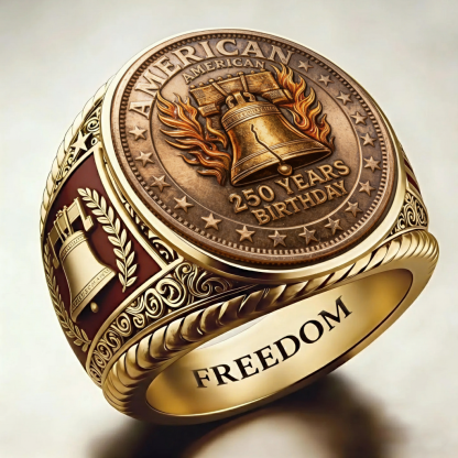 Patriotic American Plated Military Commemorative Ring