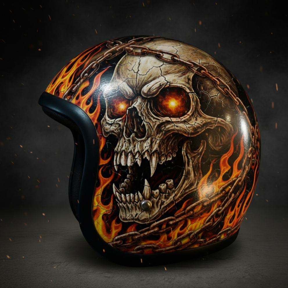Retro Death Skull Motorcycle Helmet