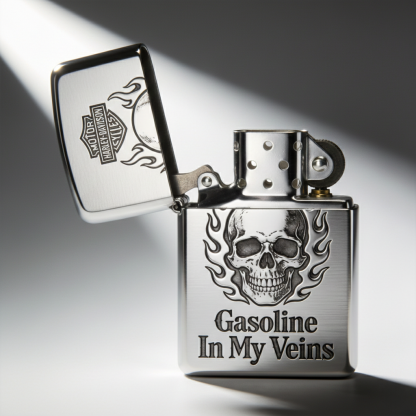 Gasoline Veins: Brushed Chrome High-Octane Skull