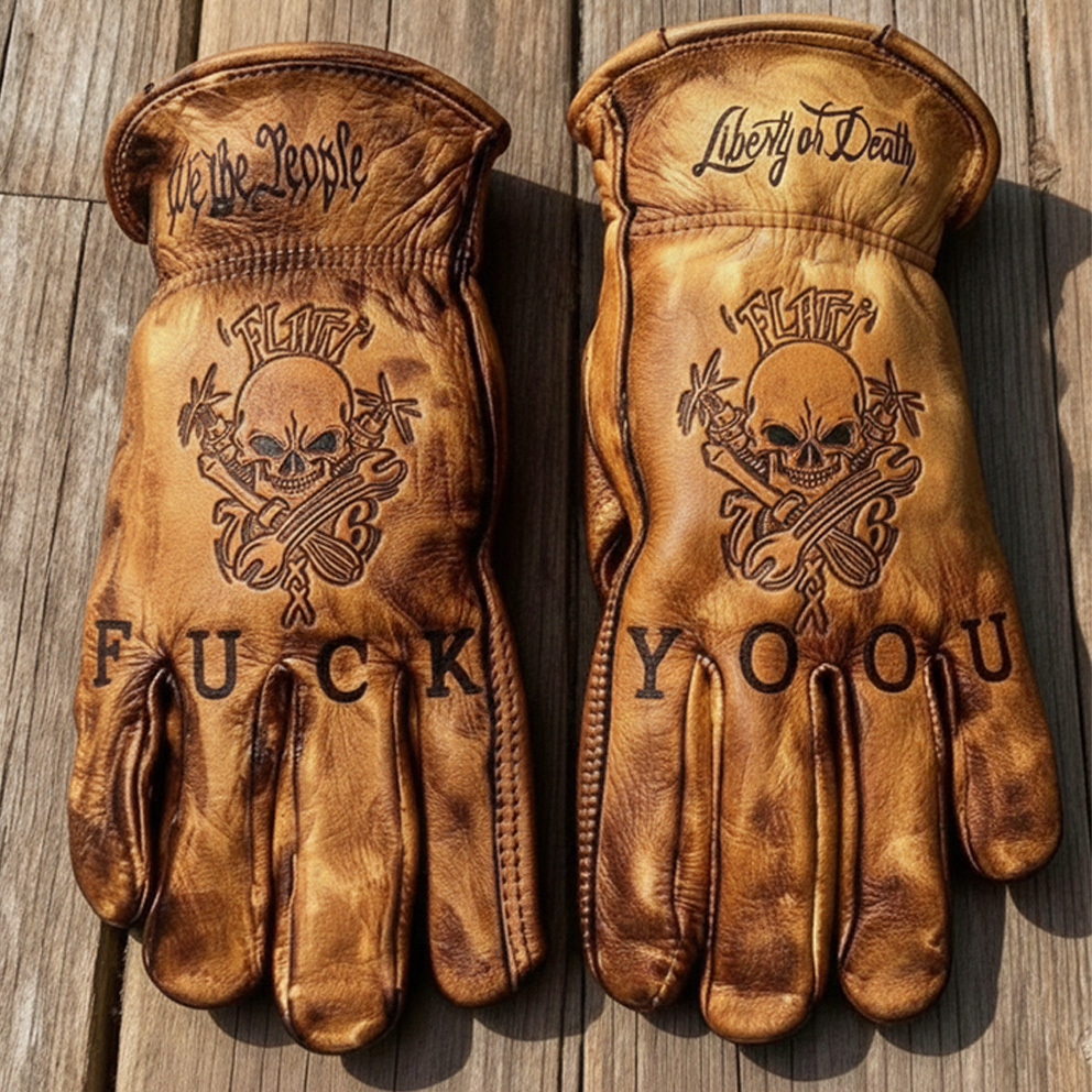 Patriotism Style Graphic Leather Gloves