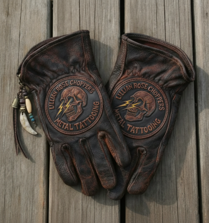 Vintage Style Pattern Motorcycle Riding Gloves