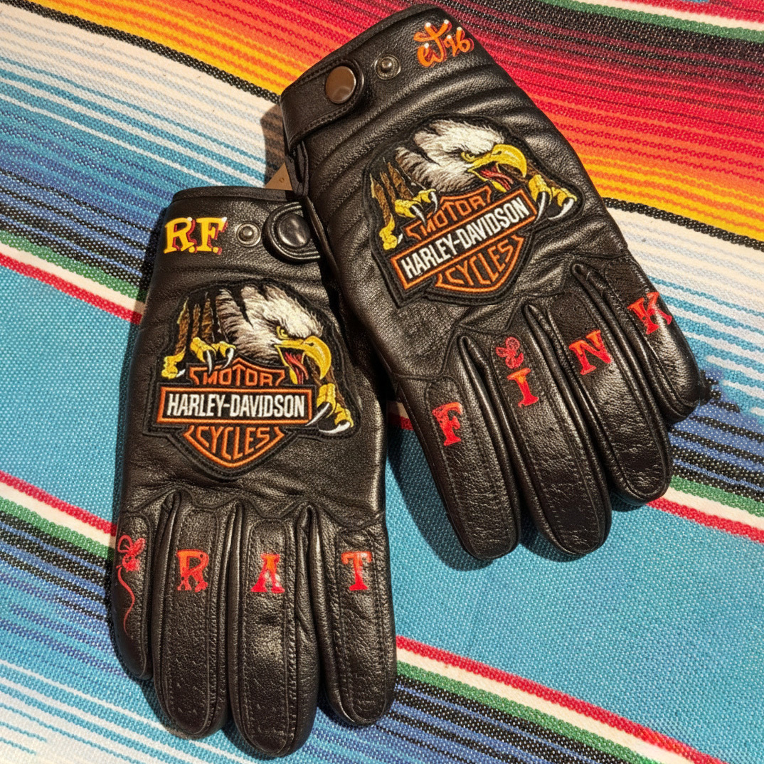 Vintage Style Pattern Motorcycle Riding Gloves