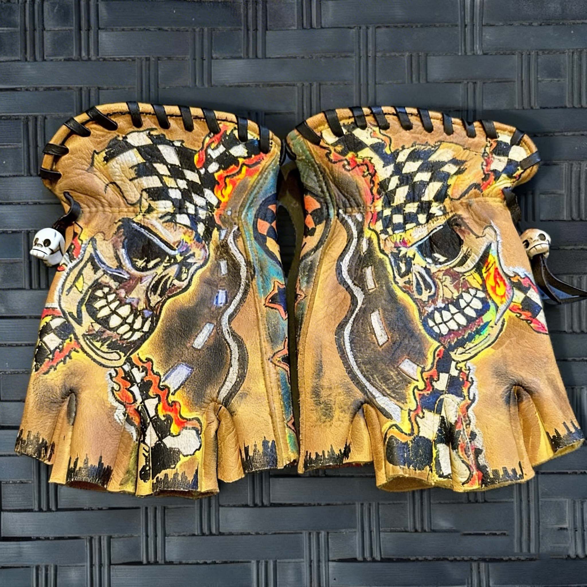 Vintage Biker Half Gloves for Motorcycle Enthusiasts