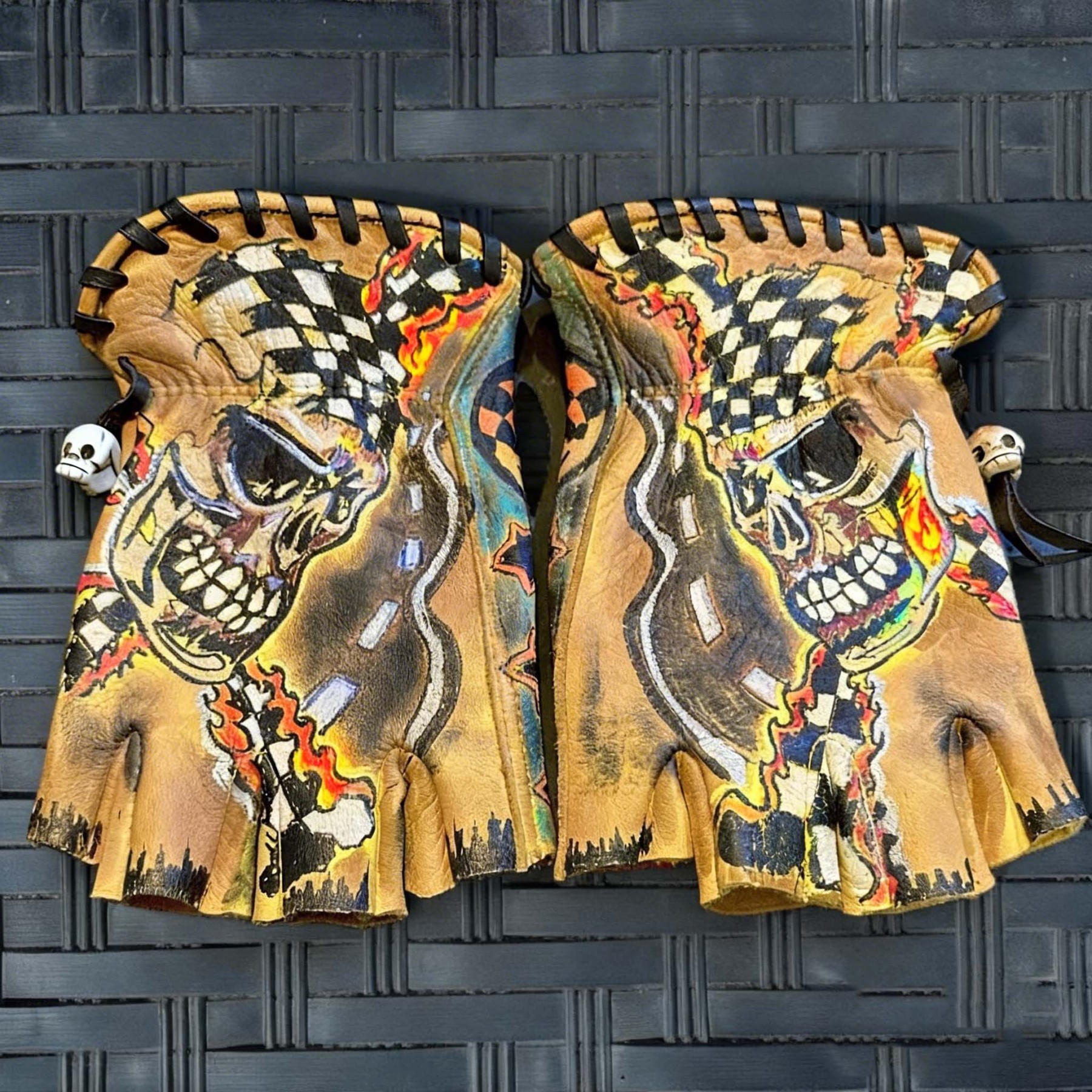 Vintage Biker Half Gloves for Motorcycle Enthusiasts