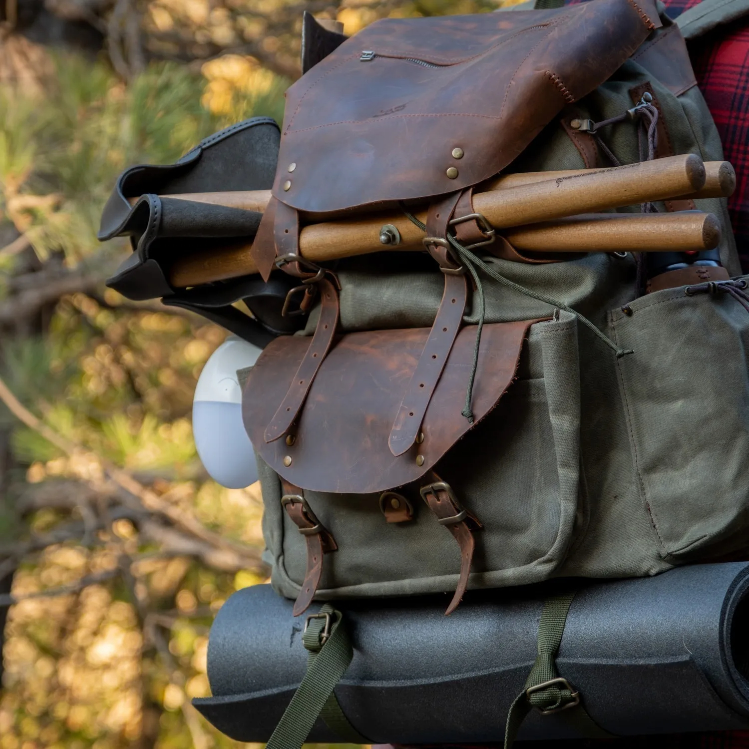 Vintage Waxed Canvas Rugged Outdoor Adventure Hiking Backpack