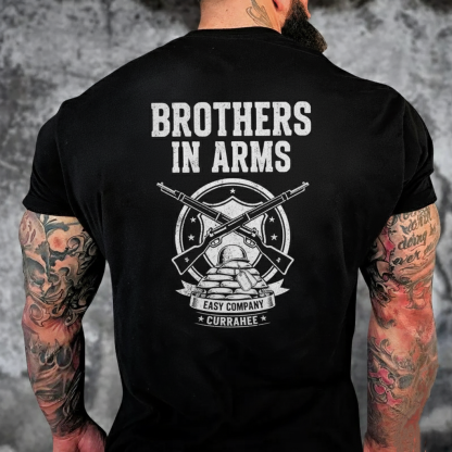 Brothers In Arms" Military - Style Graphic T-shirt