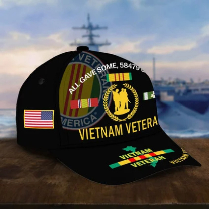Vintage Veteran Respect Memorial Vietnam War Service Men’s Sports Cap