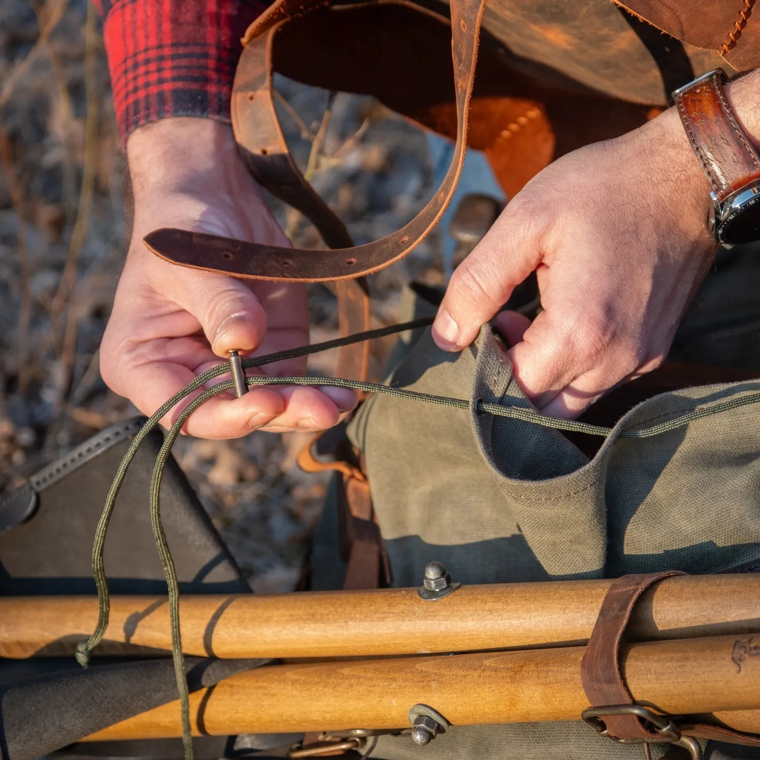 Vintage Waxed Canvas Rugged Outdoor Adventure Hiking Backpack