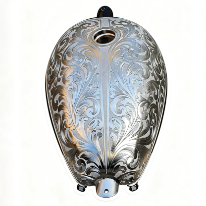 Engraved Metallic Victorian Scroll Pattern Custom Motorcycle Tank Decal