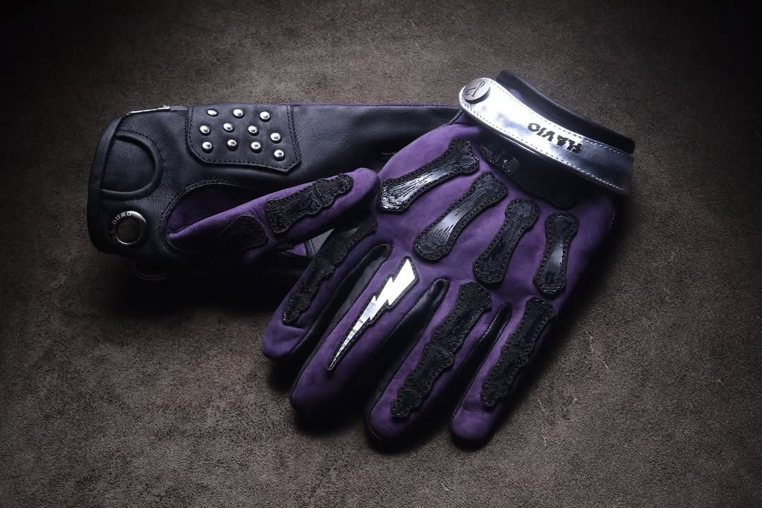 Vintage Style Pattern Motorcycle Riding Gloves