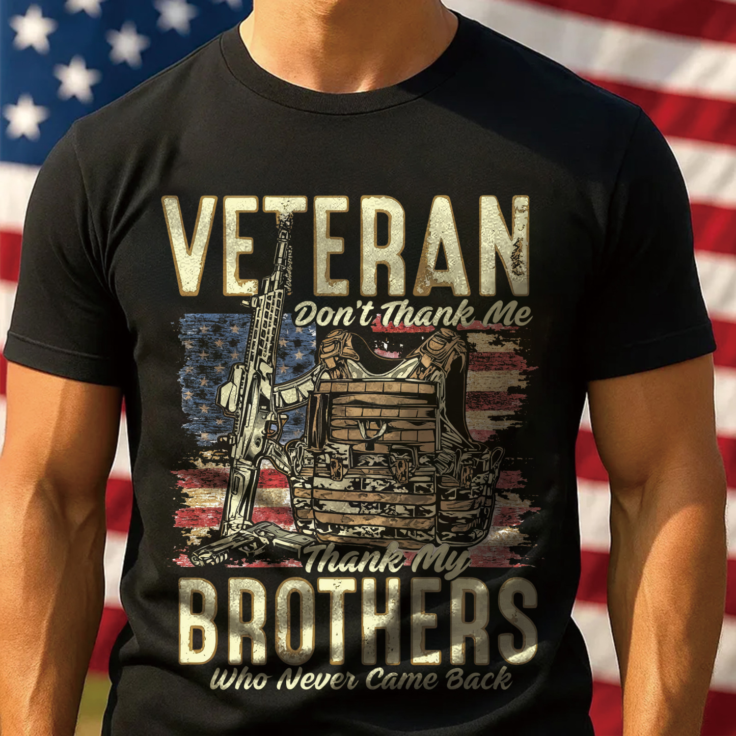 U.S. Veteran Memorial T-Shirt – “Thank My Brothers” Patriotic Military Tribute Tee