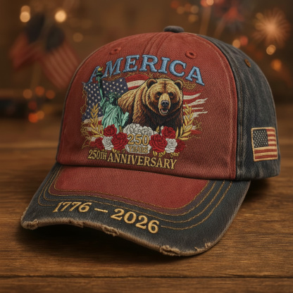  America's 250th Birthday Baseball Cap, Retro Distressed Hat with Statue of Liberty and Bald Eagle Elements