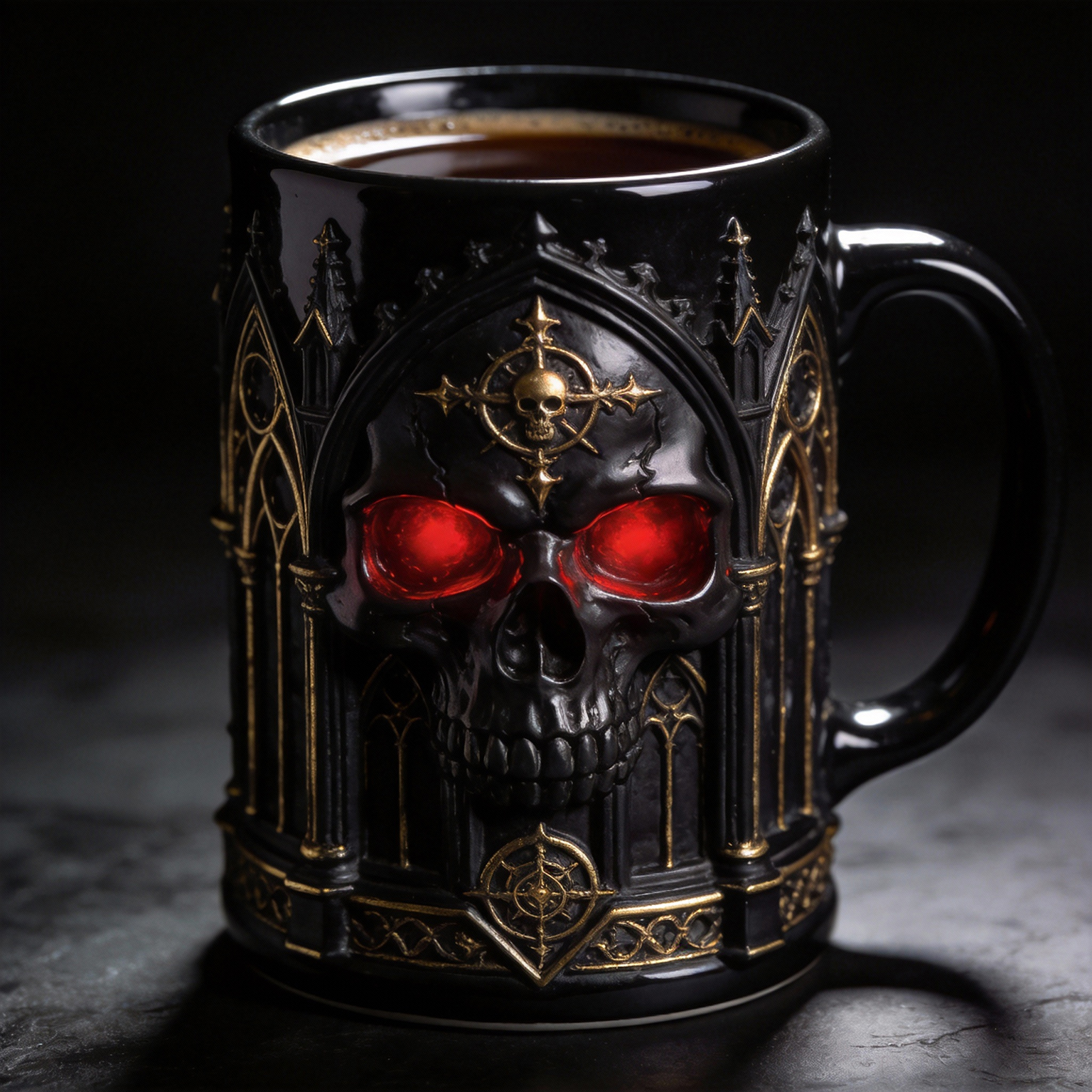 Mystic Arcane Skull Gothic Cathedral Architecture Coffee Mug