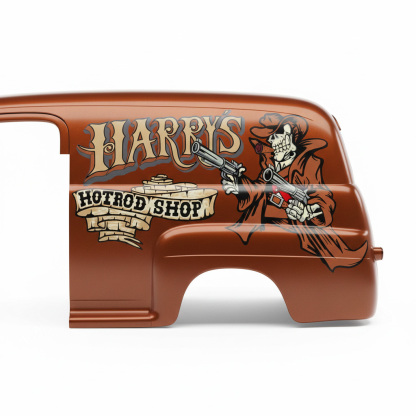 Vintage Skeleton Cowboy Hot Rod Shop Car Decal