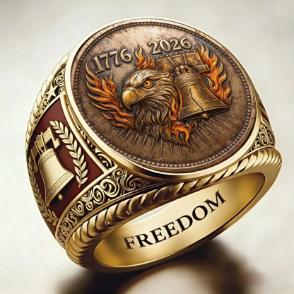 Patriotic American Plated Military Commemorative Ring