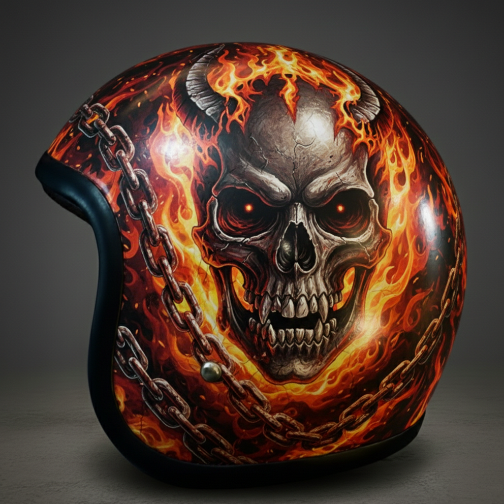 Retro Death Skull Motorcycle Helmet