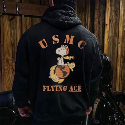 American-style dog-print loose winter hoodie