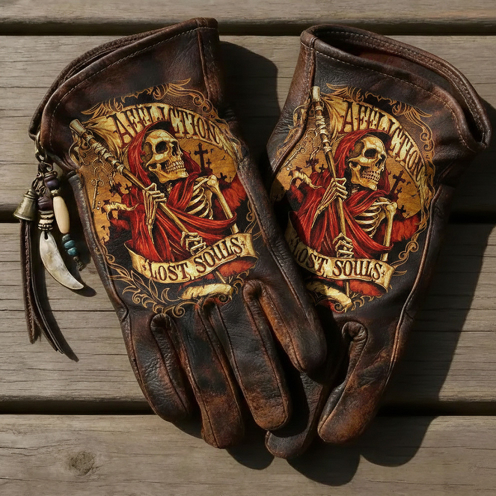 Patriotism Style Graphic Leather Gloves