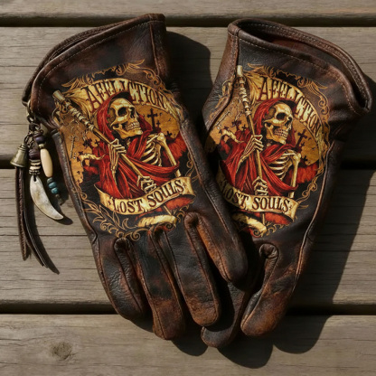 Patriotism Style Graphic Leather Gloves