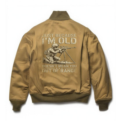 Military-style humorous slogan patterns on vintage jackets