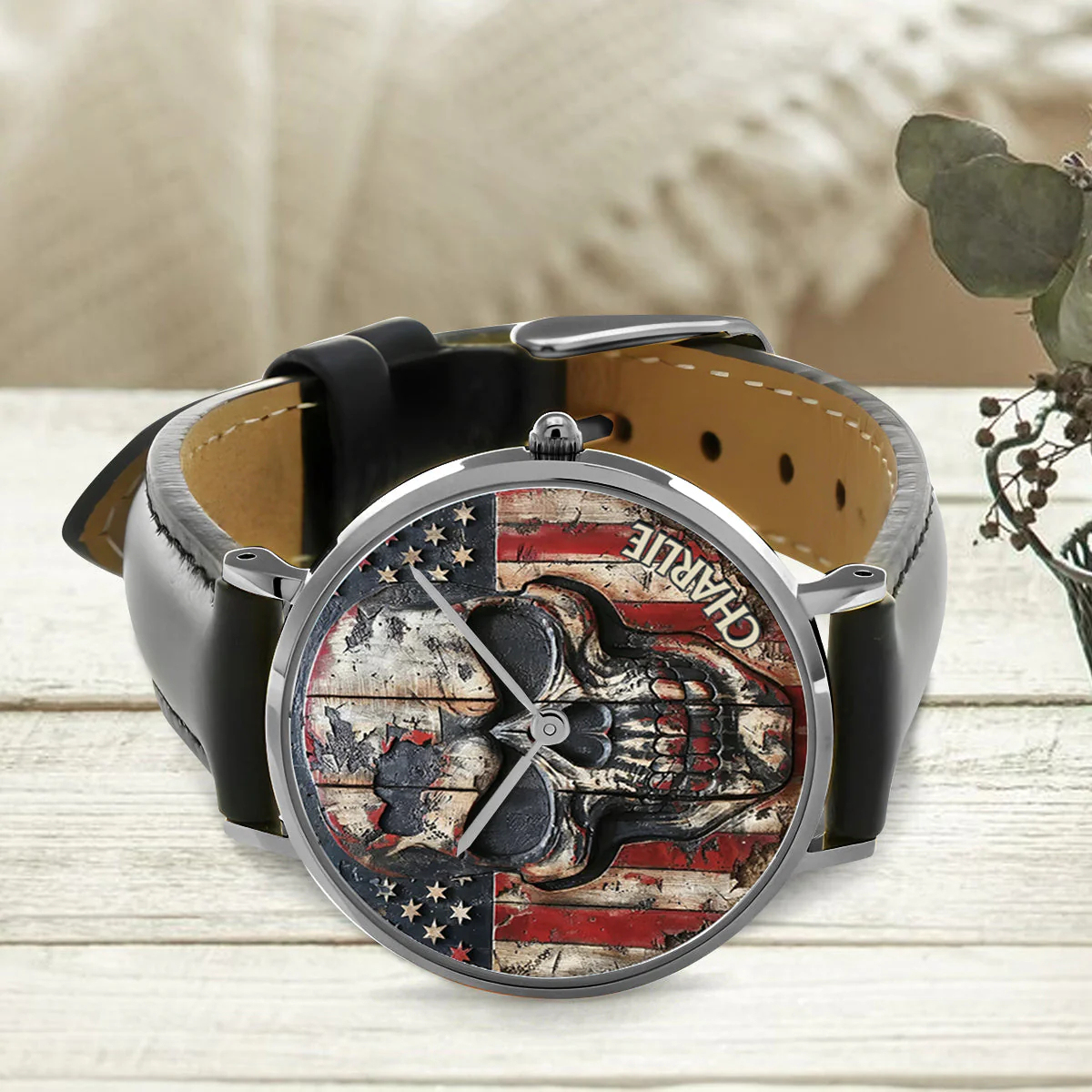 Patriotic Skull - Personalized Skull Hand Watch