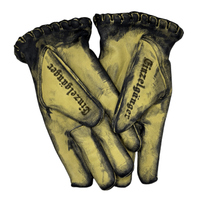 Vintage Distressed Bone White Leather Scuffed Finish Biker Gloves