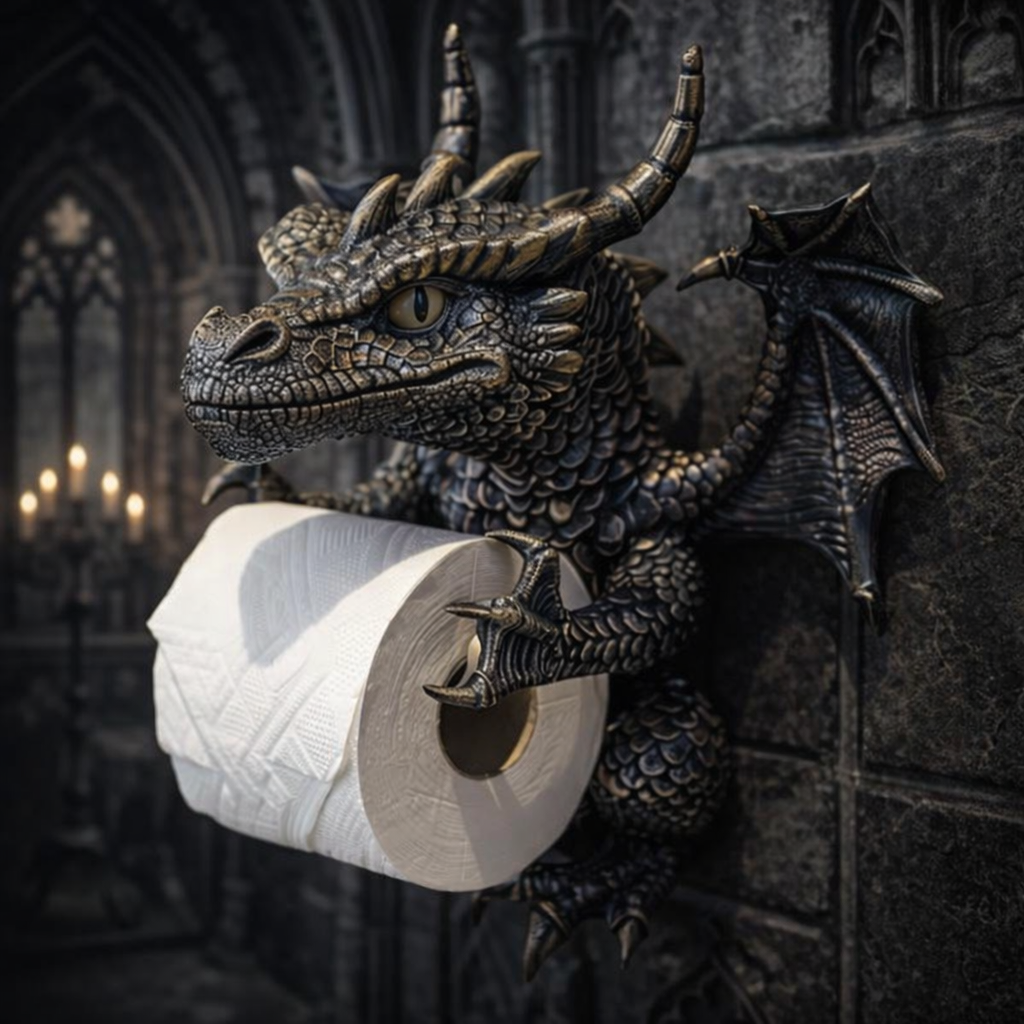 Gothic Dragon Toilet Paper Holder Wall Mounted Bathroom Decor