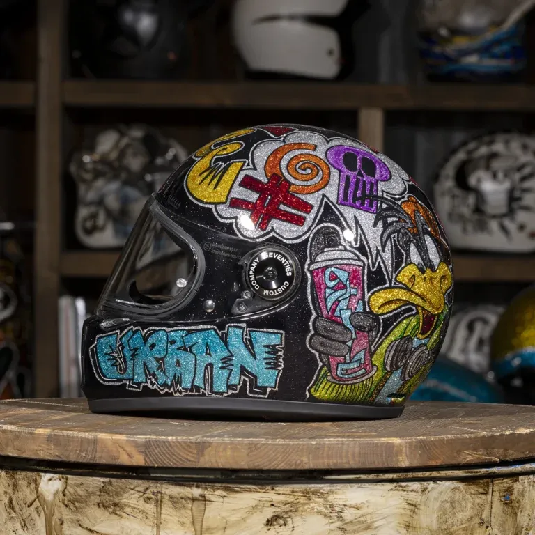 Graffiti Art Glitter Full Face Motorcycle Safety Riding Helmet