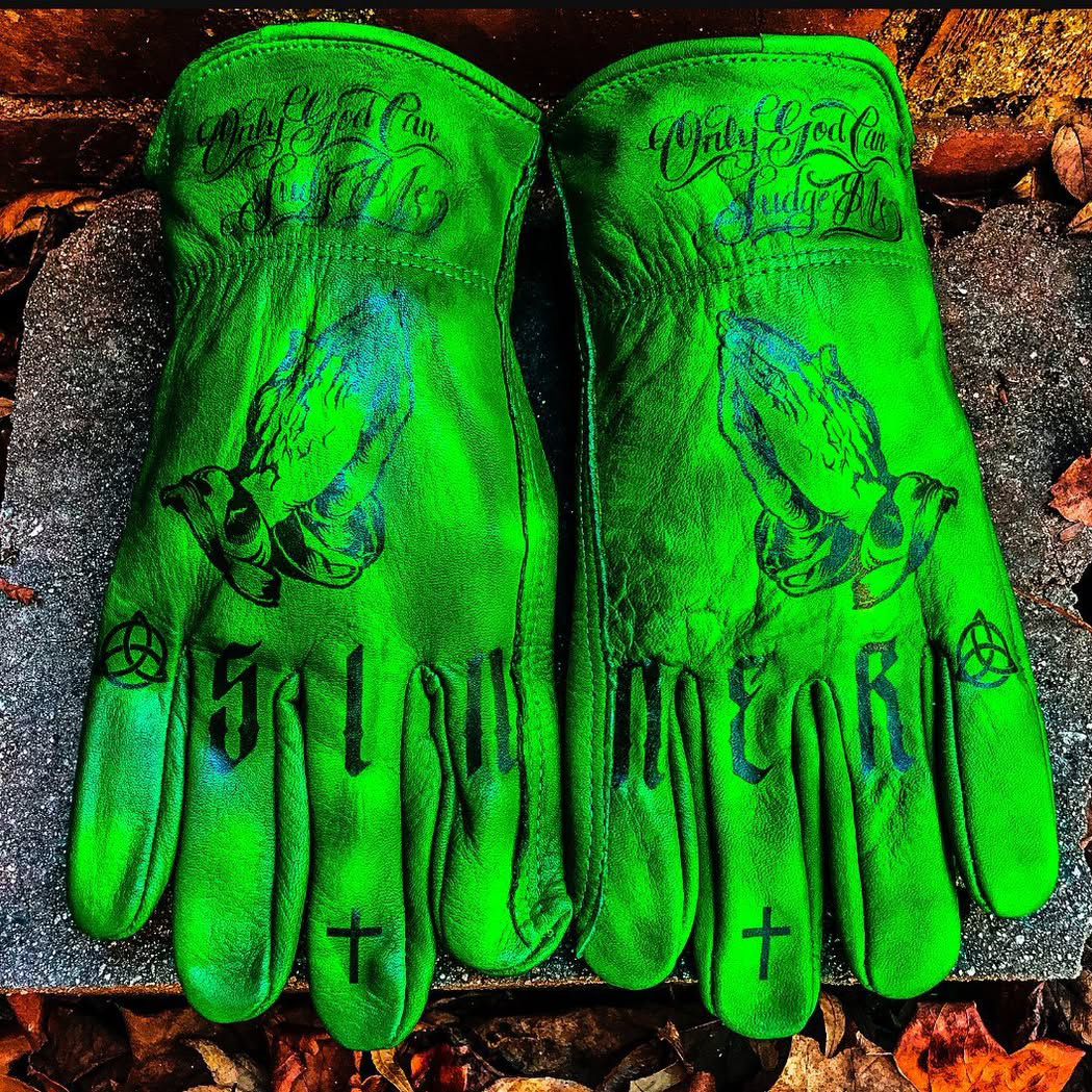 Vintage Style Pattern Motorcycle Riding Gloves