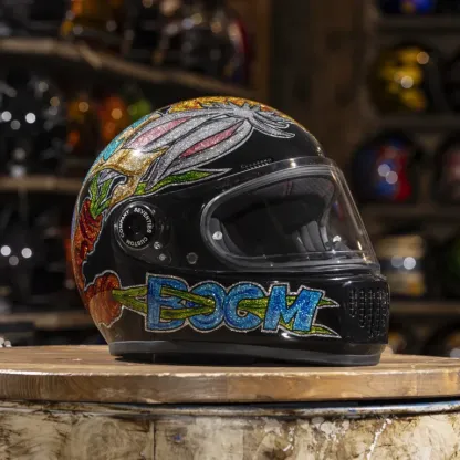 Street Punk Angry Cartoon Rabbit Glitter Graphic Full Face Helmet