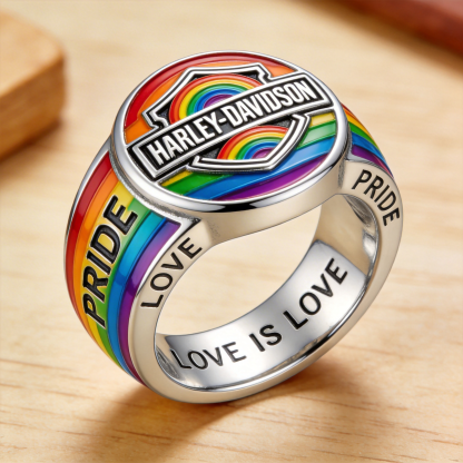 Minimalist Harley-Davidson Logo Embossed Ring