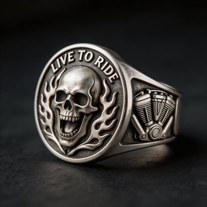 Retro Punk Harley-style Motorcycle Rider Ring
