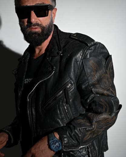 "Endless Ride"Men'S Vintage Motorcycle Leather Outdoor Jacket Coat