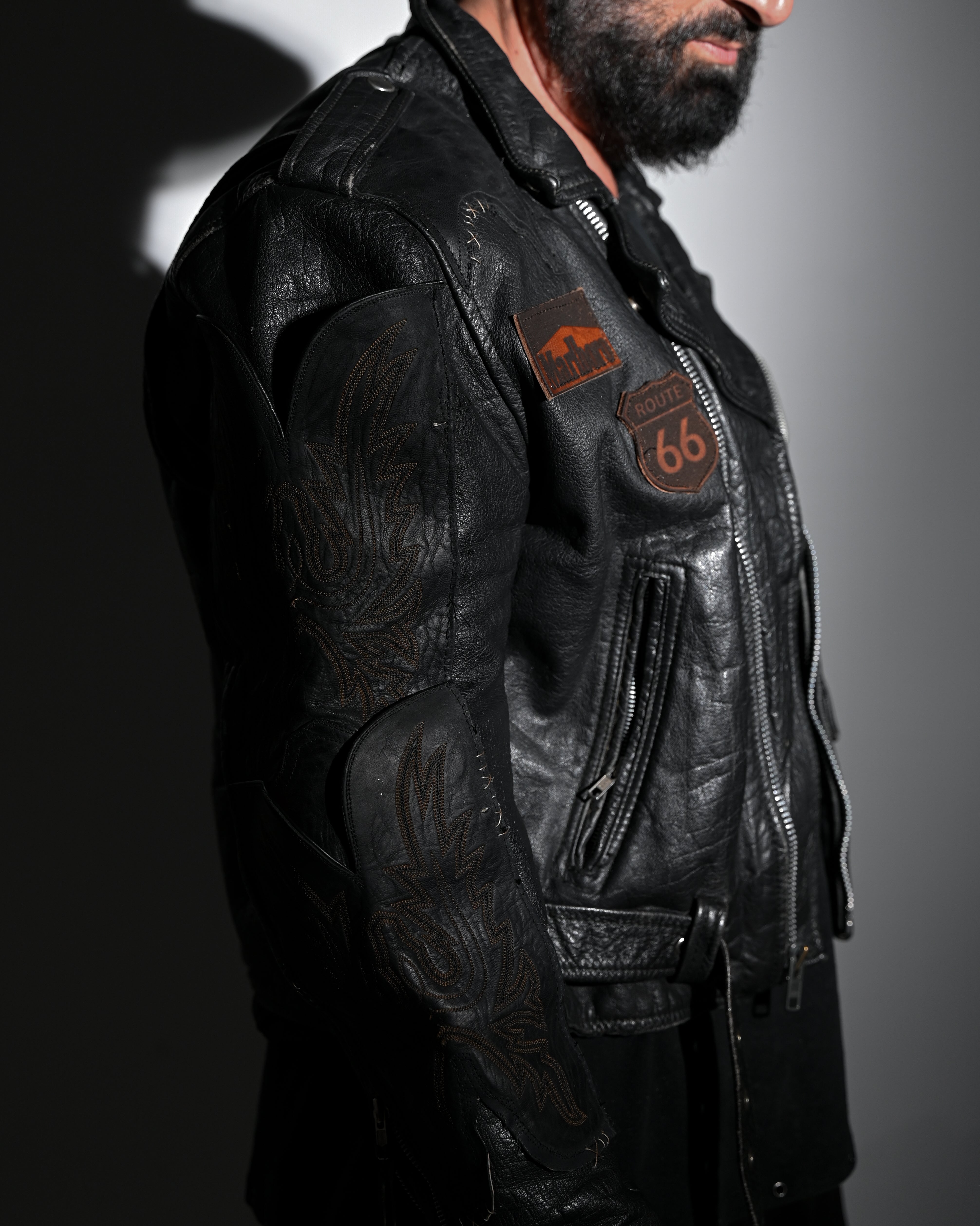 "Endless Ride"Men'S Vintage Motorcycle Leather Outdoor Jacket Coat