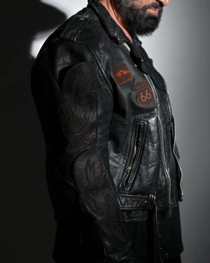 "Endless Ride"Men'S Vintage Motorcycle Leather Outdoor Jacket Coat