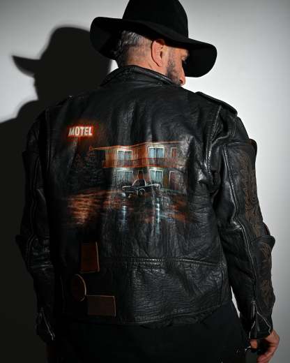 "Endless Ride"Men'S Vintage Motorcycle Leather Outdoor Jacket Coat